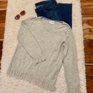 Olive+Oak Light Gray Fringe Sweater